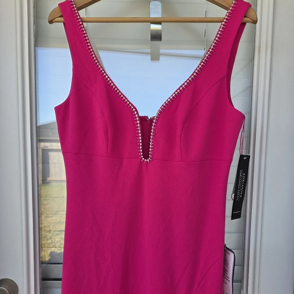 $275 Adrianna Papell Women Bead-Trim Sweetheart-Neck Sleeveless Gown Sz 12 Party - Picture 6 of 14